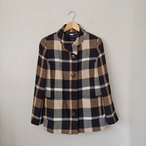 Windsmoor 100% Wool Peacoat Jacket Checked Size 12